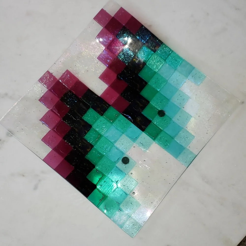Fused Glass Squares Decorative Plate Platter from Seattle Washington Art Gallery - Picture 3 of 14